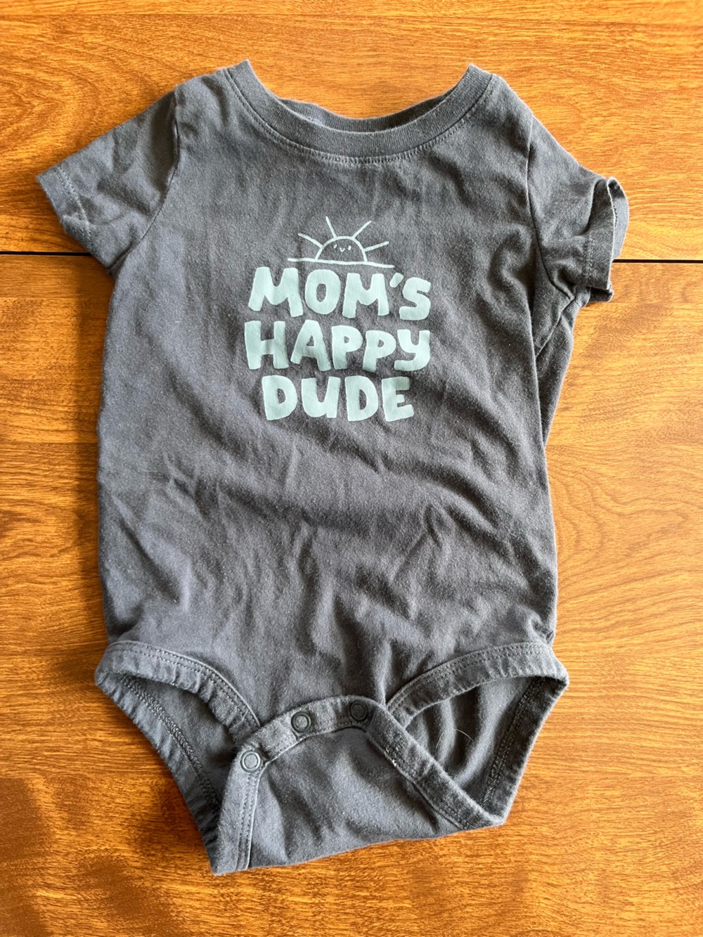 Carter's Charcoal Short Sleeve Bodysuit with Mint Graphic